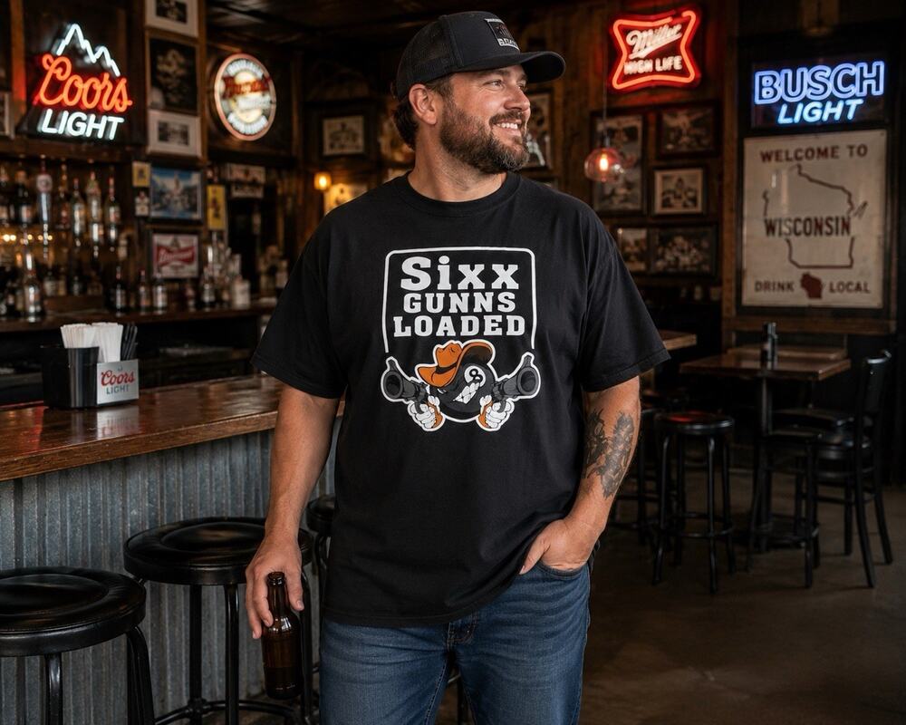 Hanes 2XL Black Cotton Graphic T-Shirt Local Bar Band Sixx Gunns Loaded Merch WI